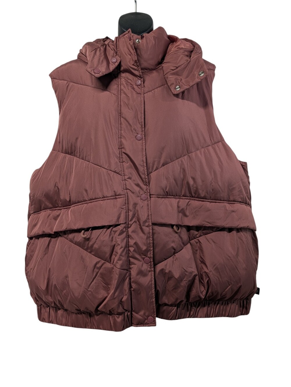 Ozark Trail Maroon Puffer Vest Hooded Zipper ButtonQuilted Plus Size 2X /20W-22W